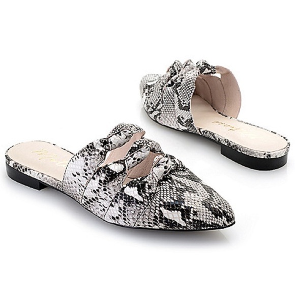 MATISSE "On Course" Snake Leather Slip-on Mules 8.5 - Picture 1 of 8